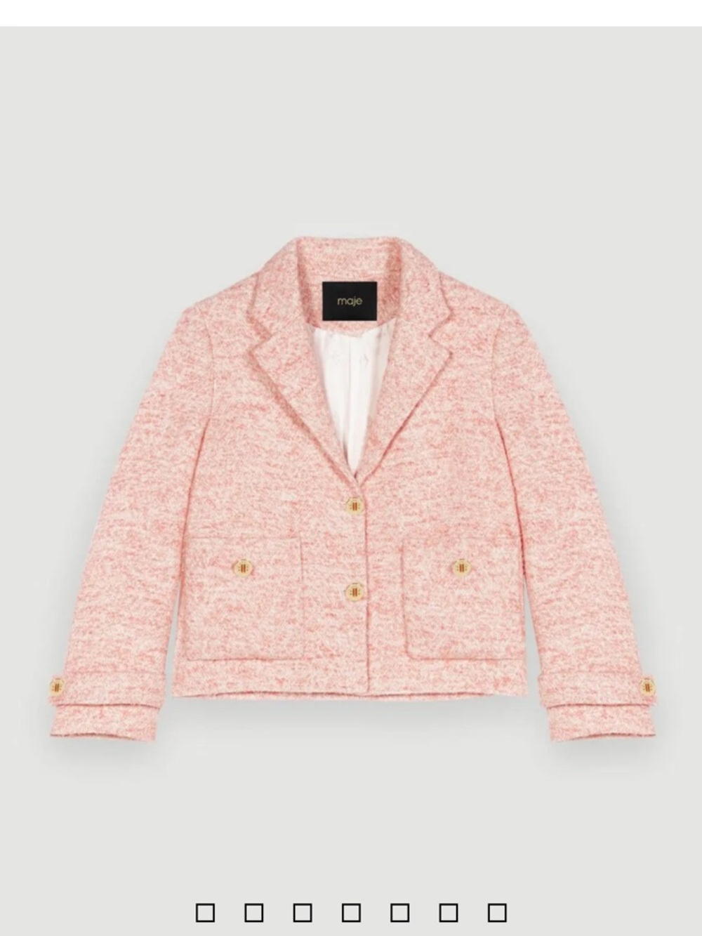 NWT Maje Women’s Tweed Tailored Pink Blazer size 34